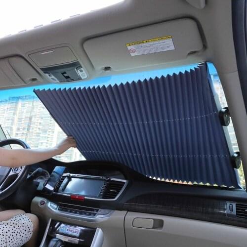 Car Retractable Windshield Sun Shade Telescopic Anti-UV Window Shade Car Front Sunshade Block Car Foldable Curtain Sun Visor