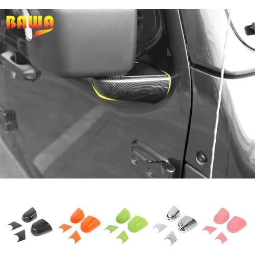 BAWA For Jeep Gladiator JT For Jeep Wrangler JL 2018-2021 Car Rearview Mirror Cover Cap Set Carbon Fiber Chrome Trim Shell