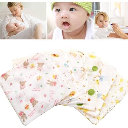 Baby Feeding Towel Handkerchief Small Square Pure Knitted Cartoon Cotton Soft Saliva Nursing Towels Face Washcloth Wipe Cloth
