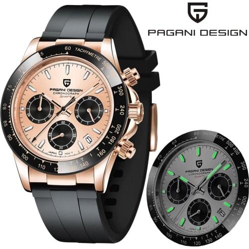 PAGANI Design Mens Quartz Watches Top Luxury Brand Business Watches Mens Rubber Wristband Waterproof Wristwatches Chronograph