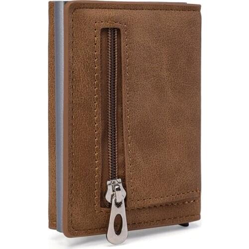 Bussiness Credit Card Holder Zipper Coin Purse Wallet with Zipper & Note Compartment fit for Unisex Slim Mini Leather Men Wallet