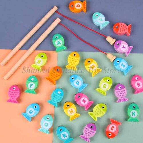 Children Wooden Toys Magnetic Games Fishing Toy Game Kids 3D Fish Baby Kids Educational Toys Outdoor Funny Boys Girl Gifts