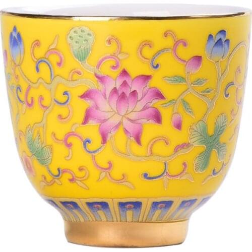 Enamel Ceramic Tea Cup Household Kung Fu Tea Set Teacup Jingdezhen White Jade Porcelain Tea Bowl Single Cup Master Cup