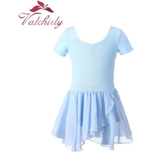 Blue Gymnastics Leotard Lycra Kids Dance Costumes Girls Ballet Leotard with Skirt Dance Wear