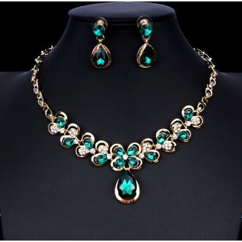 Jiayijiaduo Indian Jewelry Set for Women Wedding Jewelry Set Crystal Flower Necklace Earrings Set new dropshipping