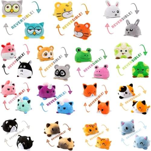 1PC Cute Cat Plush Doll pulpo reversible Plush Toy Soft Double-sided Flip Cat Doll Children Girls Doll Home Decoration