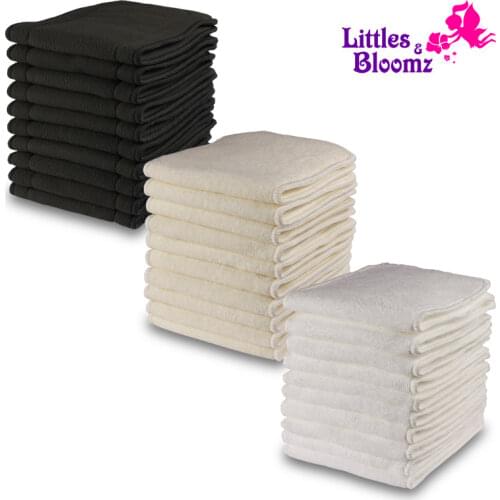 [Littles&Bloomz] 10Pcs Reusable Washable Inserts Boosters Liners For Pocket Cloth Nappy Diaper Microfibre Bamboo Charcoal Insert