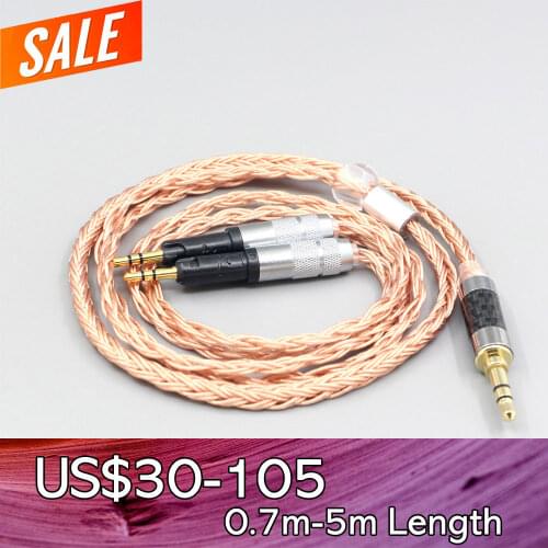 LN007474 6.35mm 4.4mm 2.5mm 16 Core 7N OCC Transparent Braided Earphone Headphone Cable For Audio-Technica ATH-R70X