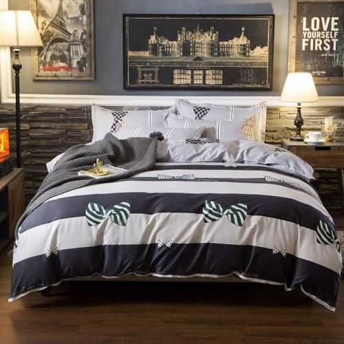 Lychee Nordic Style Bedding Set Modern Polyester Duvet Cover Bed Sheet Pillowcase Bedclothes 4pcs/Set High Quality Home Bed Sets