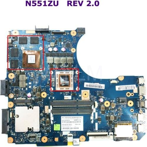 N551ZU MB._0M/A10/AS V2G 90NB07F0-R03000 Mainboard REV 2.0 For ASUS N551Z N551ZU Laptop Motherboard 100% Tested free shipping