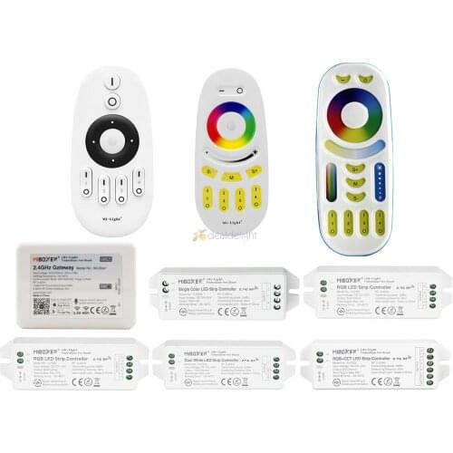 Miboxer Upgraded Wireless LED Controller 2.4G RF Remote / WiFi APP Control For RGB CCT RGBW Single Color LED Strip 12-24V