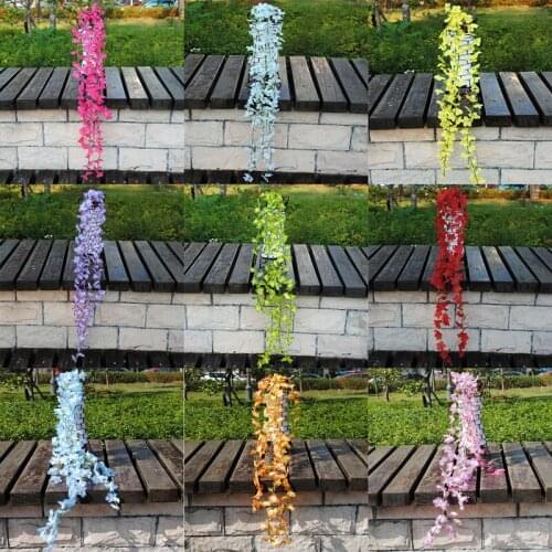 Multi-color Artificial Silk Flower Vine Fake Garden Hanging Flower Plant Vine Simulation Home Decor for Hotel Wall Hanging