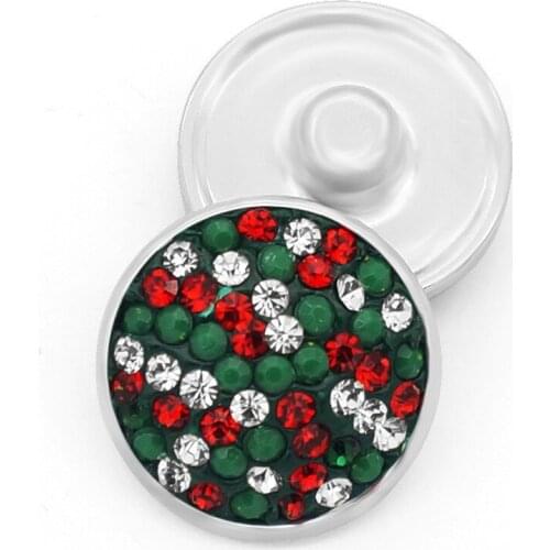 Fashion KB0320 Beauty Christmas green spots 18MM Manual rhinestone snap buttons for DIY snap bracelets snap jewelry