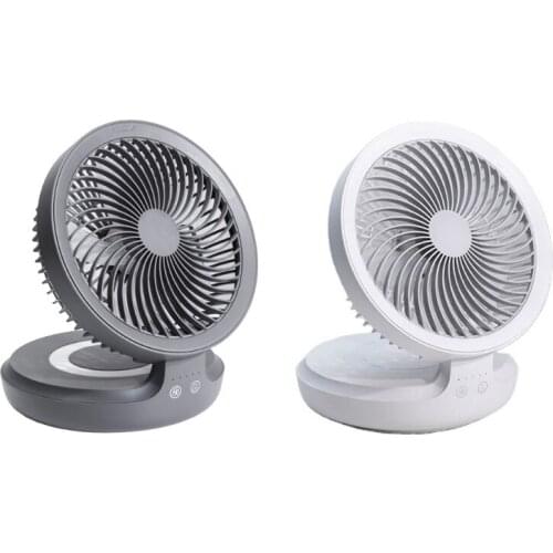 4000mAh USB Rechargeable Air Circulation Fan 120 Degree Oscillation 4 Speed Foldable Fan With LED Light for outdoor Home
