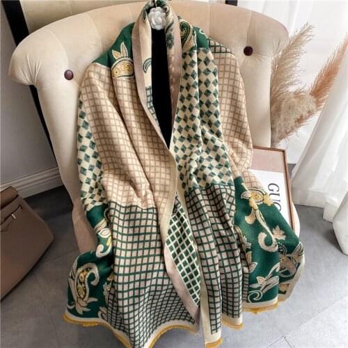 Cashmere Scarf for Women Plaid Paisley Thick Warm Blanket Winter Pashmina Shawl Wrap Foulard with Tassel Echarpe Bufanda 2021
