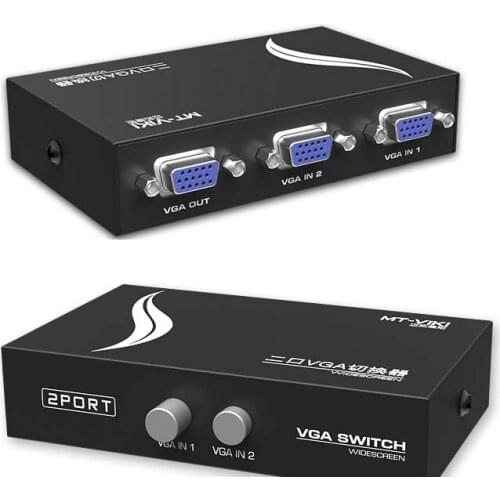 NEW New 2 Port VGA SVGA Monitor Sharing 2 To 1 Selector Switch Box For LCD PC TV minitor