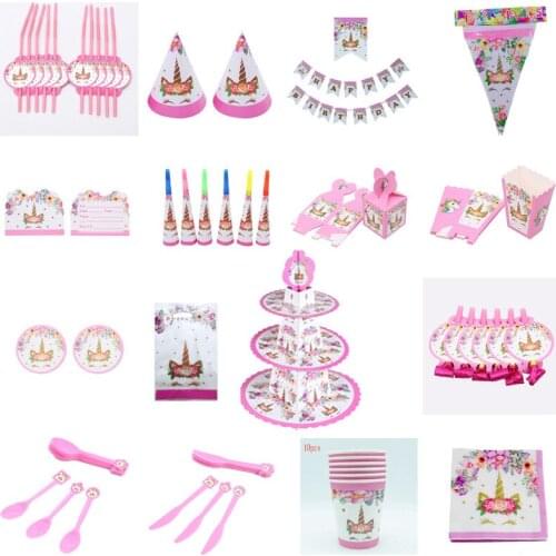 Unicorn Disposable Tableware Birthday Party Decorations Kids Kit Birthday Party Decorations Plates Kids Birthday Party Supplies