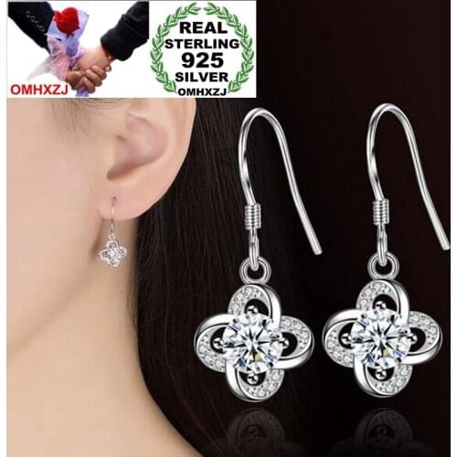 OMHXFC Wholesale Jewelry Lovely Simple Fashion joker Star for Woman Gift Eternal Flower 925 Sterling Silver drop Earrings YS230