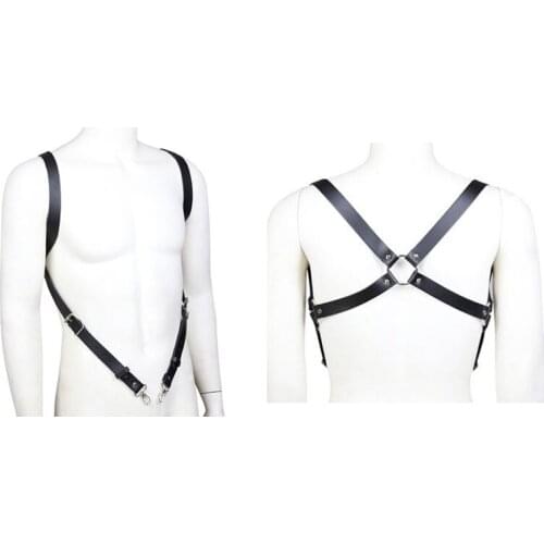 Faux Leather Strappy Warrior Chest X Harness Top Vest Body Suspenders Bondage Macho Role Play Fetish Sexy Costumes