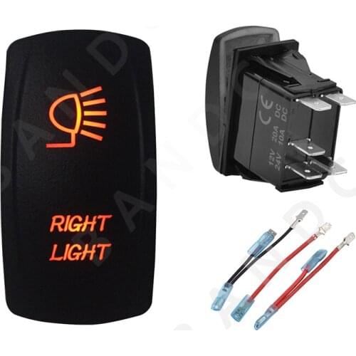 RIGHT LIGHT Rocker Switch 5P ON-OFF SPST Laser Etched Orange Illuminated Led for Car Boat Marine ARB RV Camper,Jumper Wire Set
