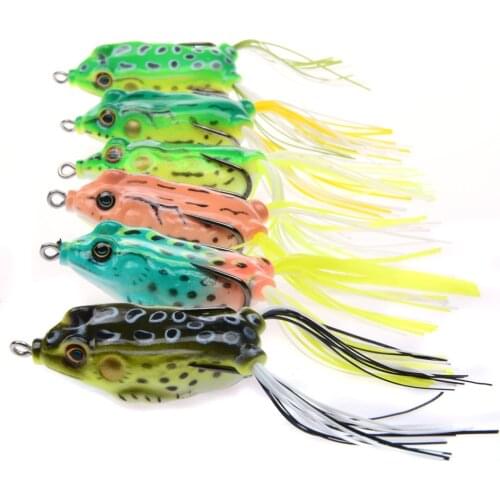 1pcs Soft Bait Fishing Lures Frog Lure with Double Hooks Top Water Ray Frog 5.5cm 13.7G Artificial Baits Fishing Tackle