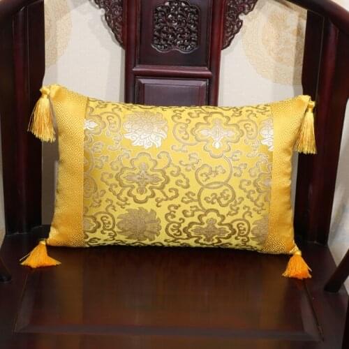 Rectangle Patchwork Jacquard Back Cushion Sofa Seat Chair Car High End Home Office Chinese style Silk Brocade Lumbar Pillow