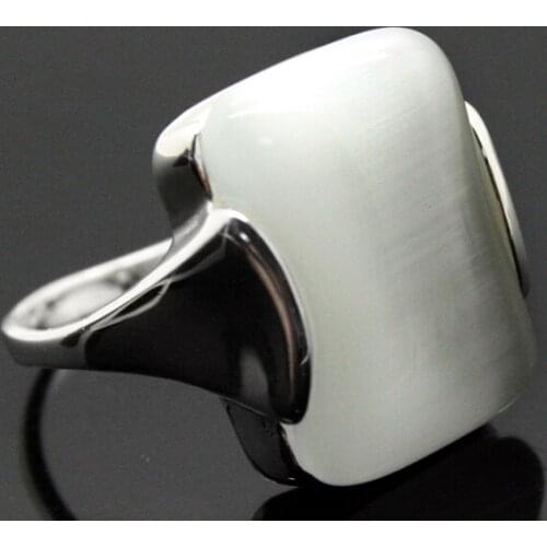 RARE FACED WHITE OPAL 925 STERLING SILVER RING SIZE 7/8/9/10