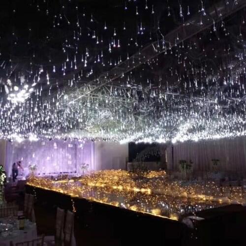 Wedding background shopping mall space stage layout props T station acrylic transparent water droplet crystal bird ceiling penda
