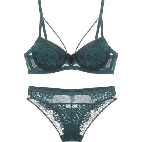 Comfortable Thin Cotton Women Underwear Sexy Bandage Bra Set Lace Brassiere Push Up Bras Floral Lingerie Set BS176
