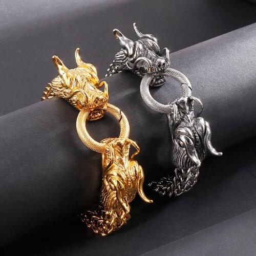 Vintage Dragon Accessories Woven Chain Mens Stainless Steel Bracelet Animal Bracelets Jewelry