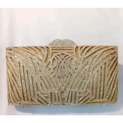 XIYUAN Women Red/Blue/Gold Crystal Clutch Evening Bags Formal Dinner Bridal Rhinestone Purse Party Dinner Diamond Box Handbags