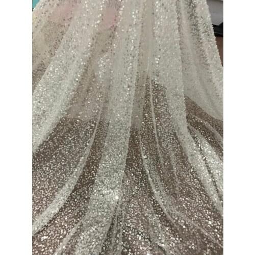 Yaking-6135 glass beads embroidery french net lace fabric for wedding dress/evening dress ship by dhl