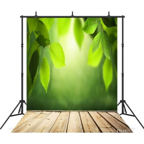 Green Leaf Photography Backdrop Wooden Floor Background For Photo Shoot Props Child Vinyl Cloth Printed Background Photo Studio