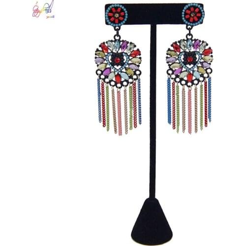 Yulaili Vintage Style Heart Shape Drop Earrings Personality Hand-made Multicolor Tassel Pendant Earring for Women Free Shipping