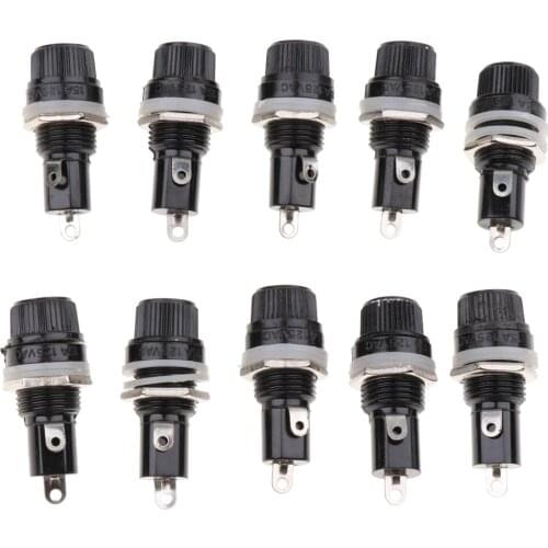 10 Pieces AC 125V/15A 250V/10A Screw Cap Panel Mounted 5x20mm Fuse Holder