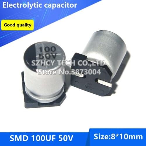 100pcs SMD 100UF 50V 8*10 Electrolytic capacitor