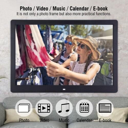 15.4Inch 1280*800HD Digital Photo Picture Frame Alarm Clock Player Remote Control 100‑240V