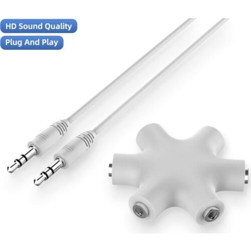 3.5mm Earphone Audio Splitter 1 Male To 1 2 3 4 5 Female Cable 5 Way Port Aux Music Sound Output Cables Stereo Headset Extension