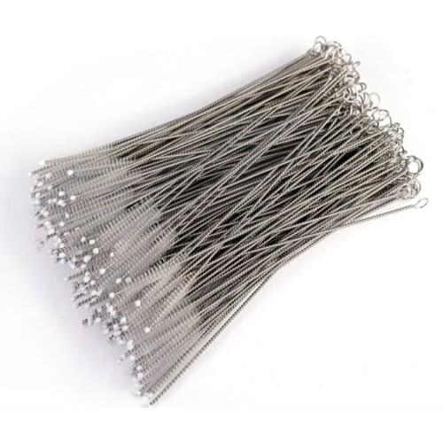 300PCS Drinking Stainless Steel Straw Brush Metal Reusable Cocktail Drinking Straw Cleaner Brushes Nylon Brush For Straw