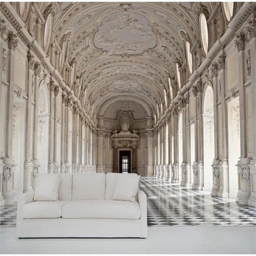 Custom 3D Oil Painting Mural Palace Corridor European Architectural Extension Space Business Family Living Room Wallpaper