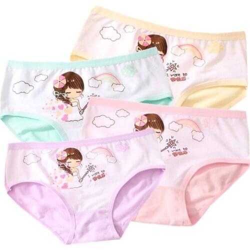 4Pcs/lot Children Underwear Girls Triangle Underwear Cotton Cartoon Triangle Underwear