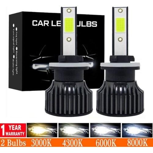 2pcs 80W 12000LM Car Haedlight H4 Hi Lo H7 H1 H3 LED H8 H9 H11 HB3 HB4 9005 9006 3000K 6000K 8000K Auto fog Light 12V LED Bulb