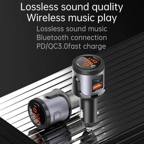 BC72 Bluetooth 5.0 FM Transmitter for Car USB C PD 18W Charger BT FM Radio Adapter Hands Free Call MP3 Music Player