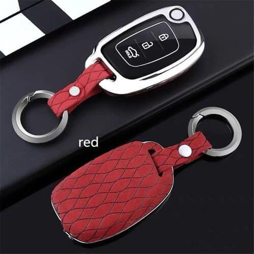 Car Key Case Keychain Cover Galvanized Alloy For Hyundai Creta I10 I20 Tucson Elantra Santa Fe 2016 2017 2018