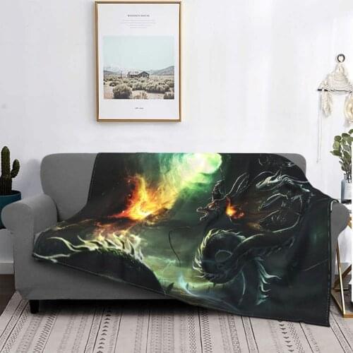 Dragons Anime Animal Blankets Flannel Spring/Autumn Imperial Power Zodiac Throw Blankets for Bedding Office Rug Piece