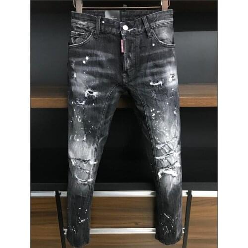 Authentic classic dsquared2 high-quality mens jeans Denim Desingner broken hole fashion trend mens clothing 44--54 A379