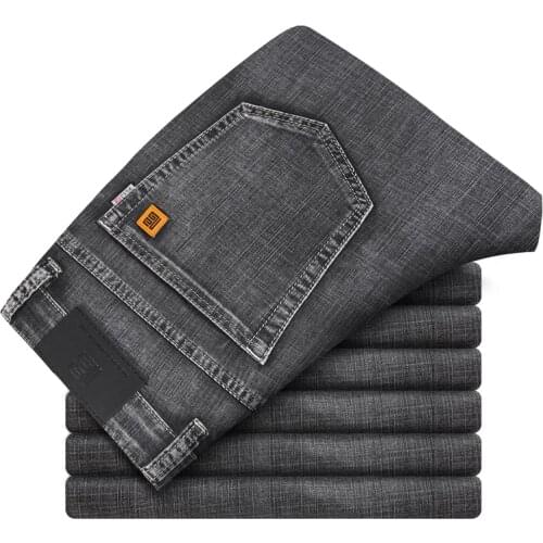 Summer Thin Mens Jeans Cotton Slim Elastic Italy Eagle Brand Fashion Business Pants Classic Style Spring Jeans Denim Trousers