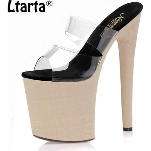 Ltarta 20CM Sandals Solid Color Plus Size Sexy Pole Dance High Heels Nightclub Model Catwalk Platform Womens Shoes LYP