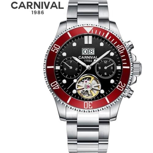 Luxury Brand Tourbillon Mechanical Watch Men Style Black Red Dial 316 Steel Band Luminous Waterproof Business Automatic Watches