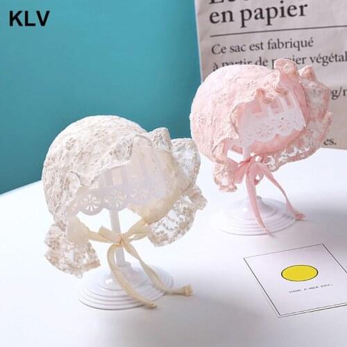 Cute Lace Newborn Baby Hat Photography Props Flower Summer Baby Accessories Girl Sun Hat Breathable Cotton Infant Bonnet Caps